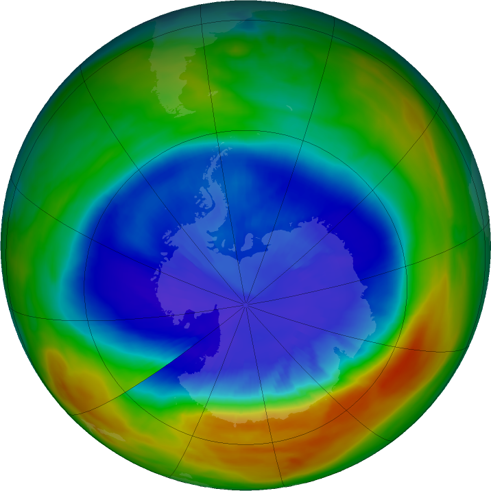 Antarctic ozone map for 11 September 2017